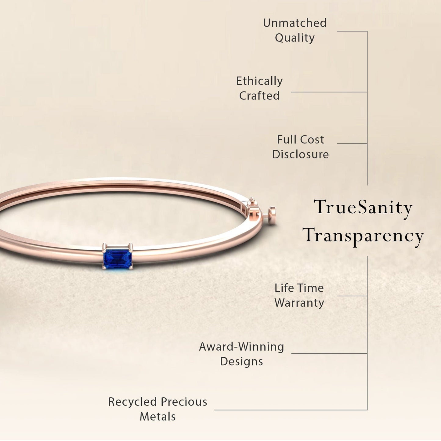 Blue Sapphire Solitaire Bangle Bracelet - Chelsea