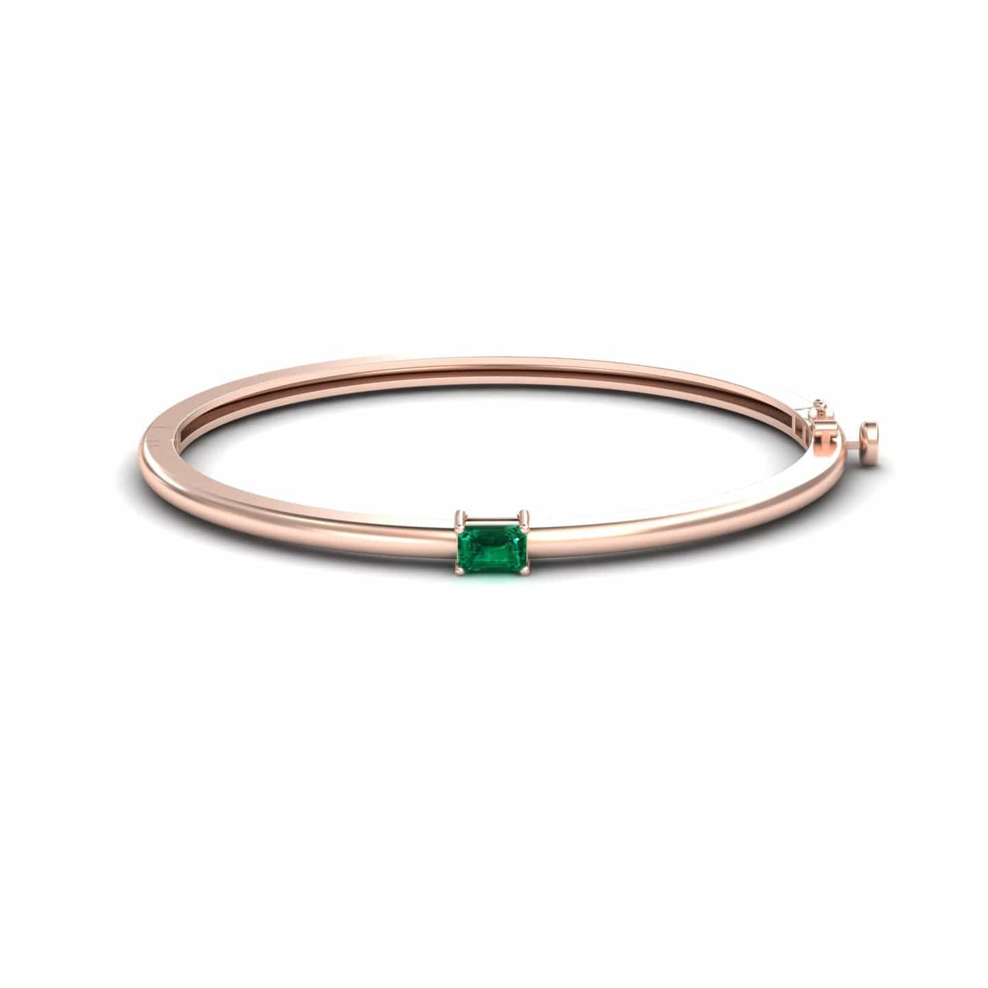 Emerald Solitaire Bangle Bracelet - Chelsea