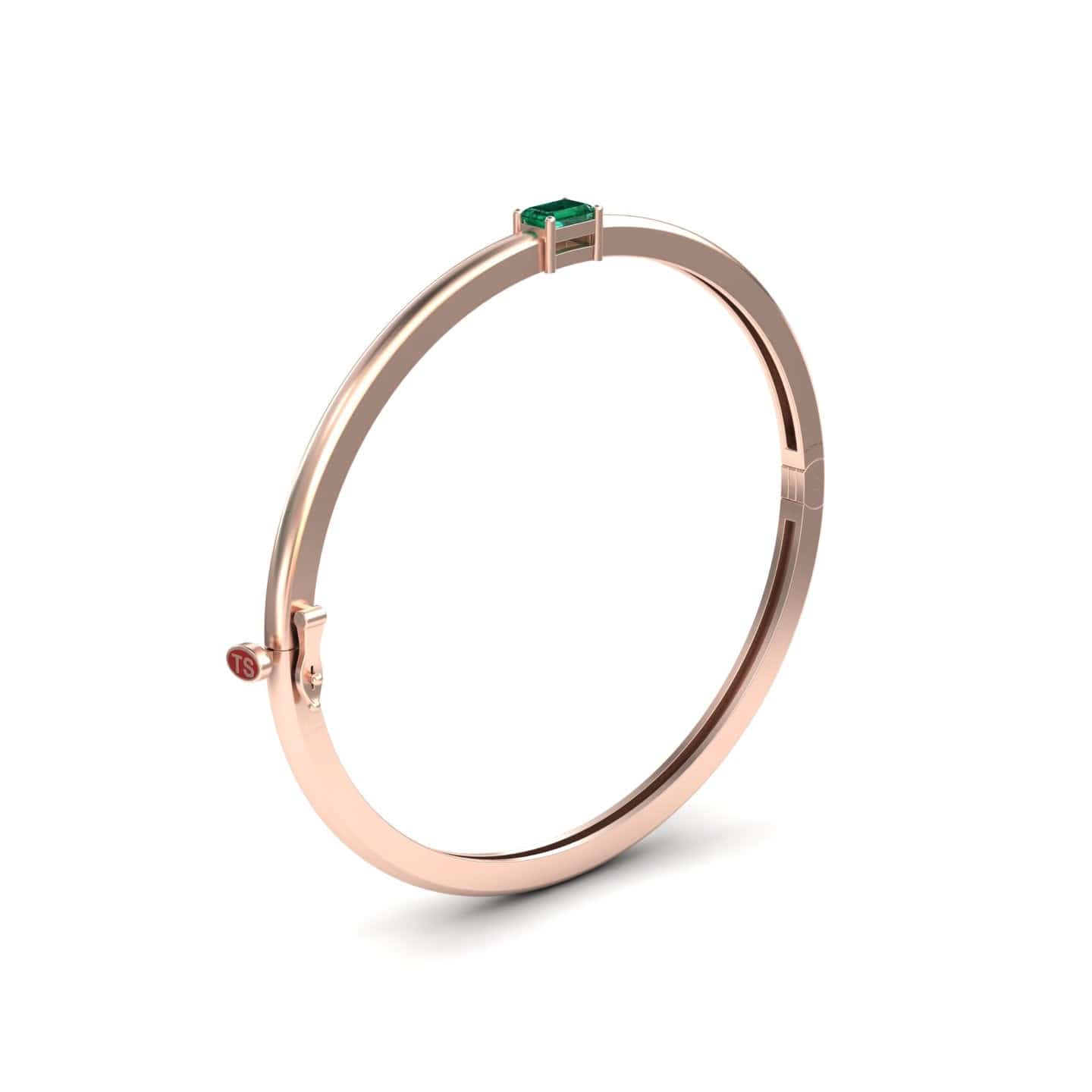 Emerald Solitaire Bangle Bracelet - Chelsea