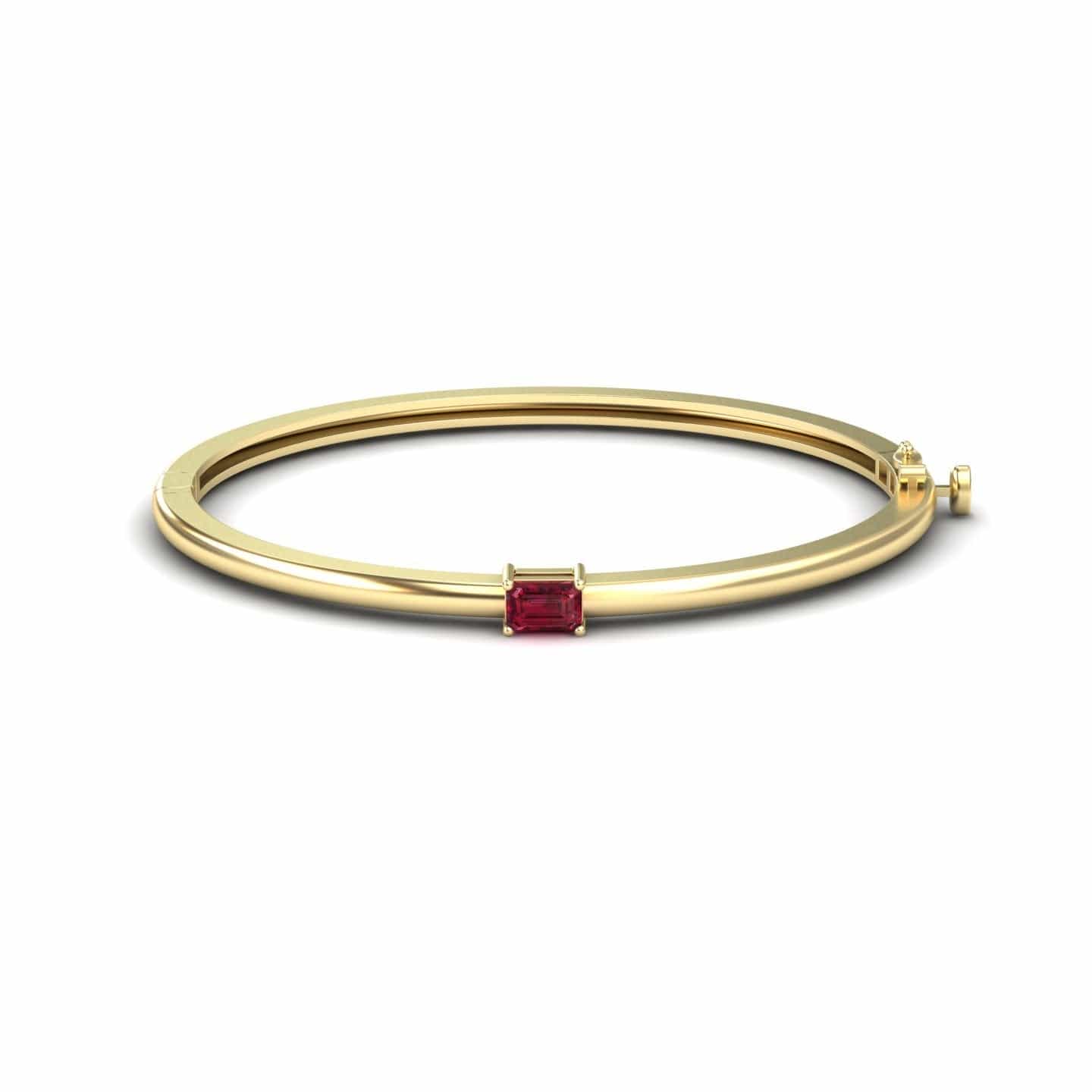 Ruby Solitaire Bangle Bracelet - Chelsea
