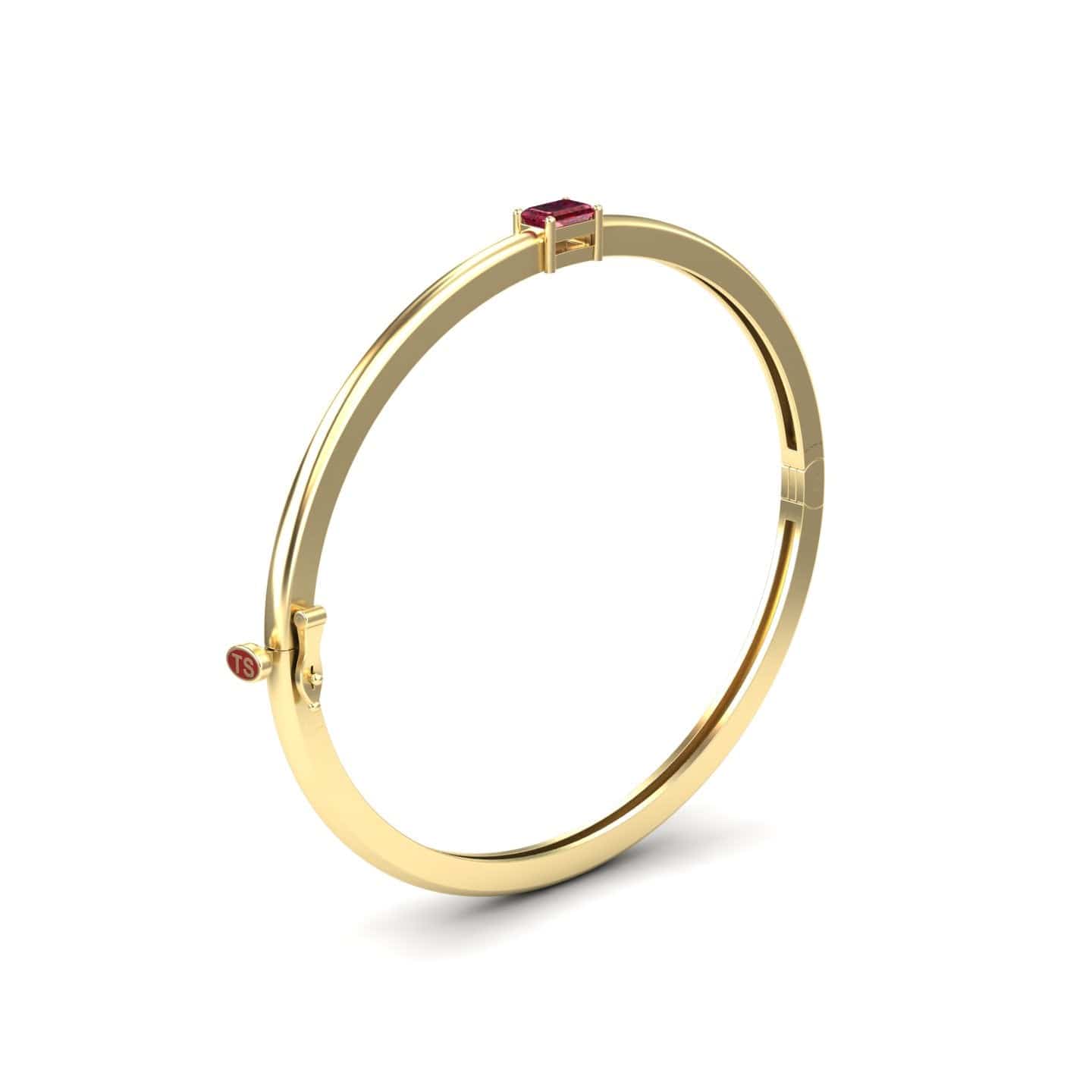 Ruby Solitaire Bangle Bracelet - Chelsea
