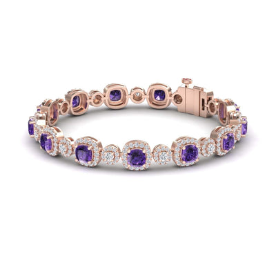 Amethyst &  Diamond Tennis Bracelet