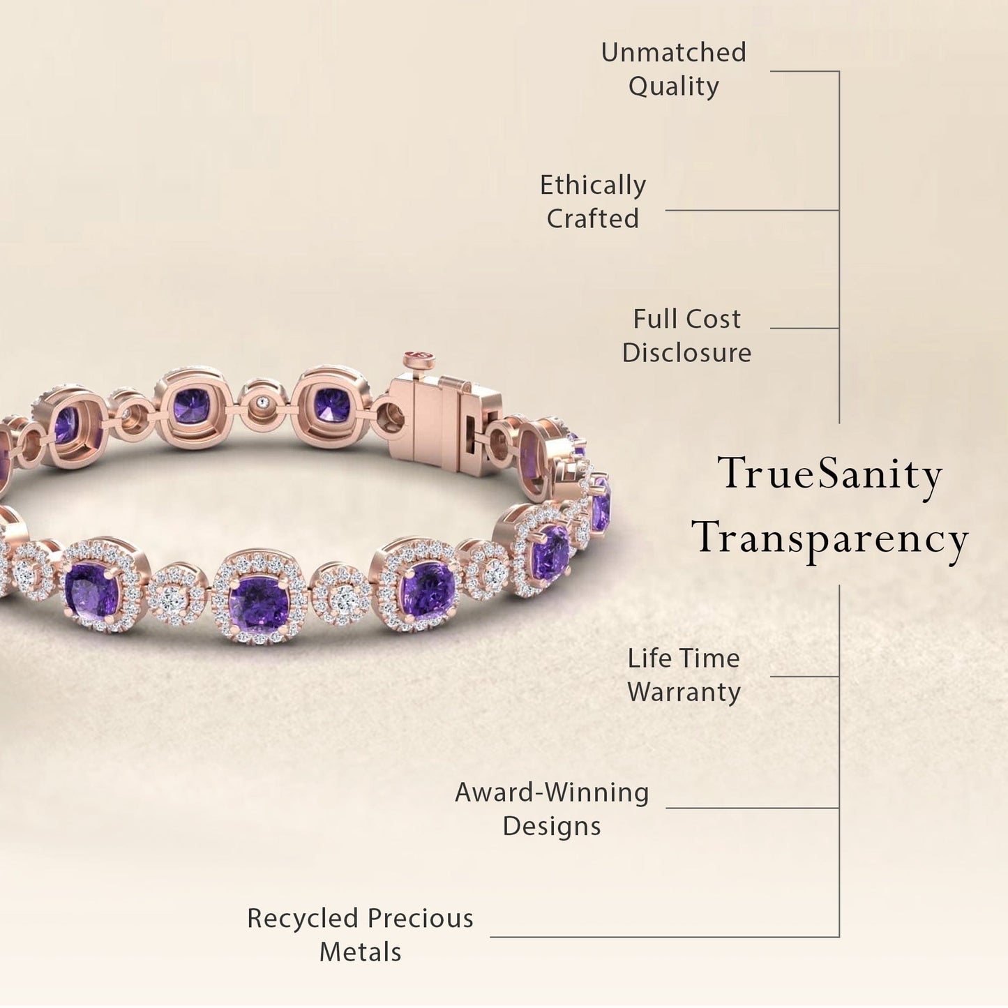 Amethyst &  Diamond Tennis Bracelet - Erina