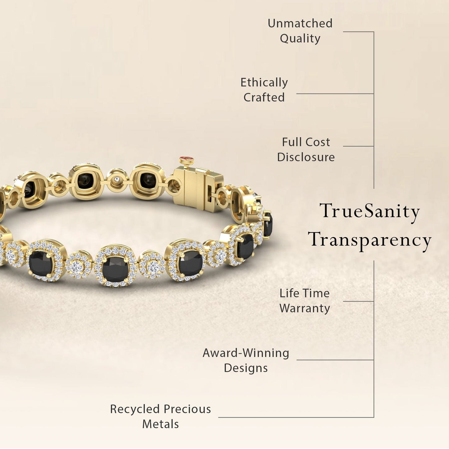 Black & White Diamond Tennis Bracelet - Erina