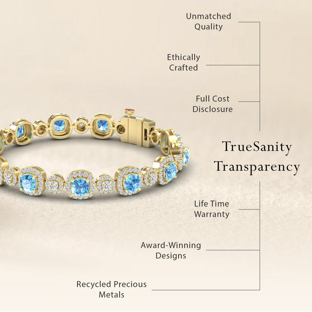 Swiss Blue Topaz & Diamond Tennis Bracelet - Erina