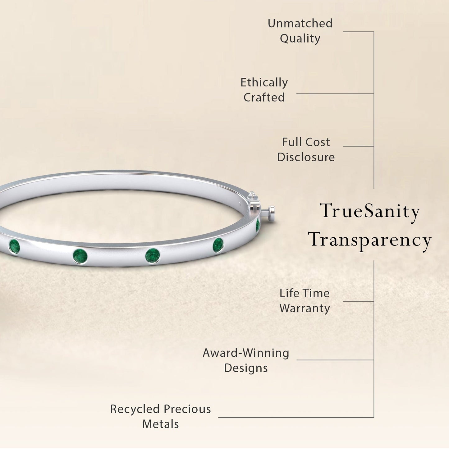 Emerald Bezel-Set Bracelet - Flavia