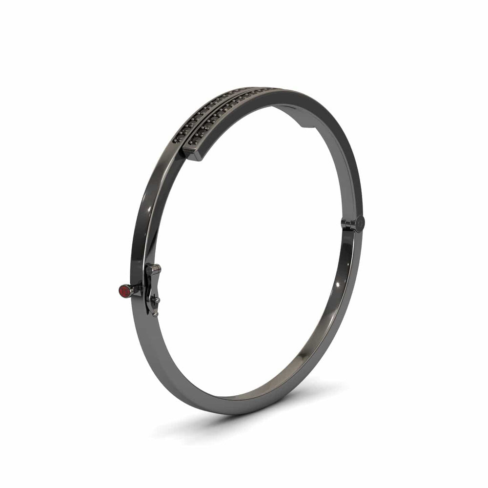 Black Diamond Double Bar Pave Bangle Bracelet - Jamie