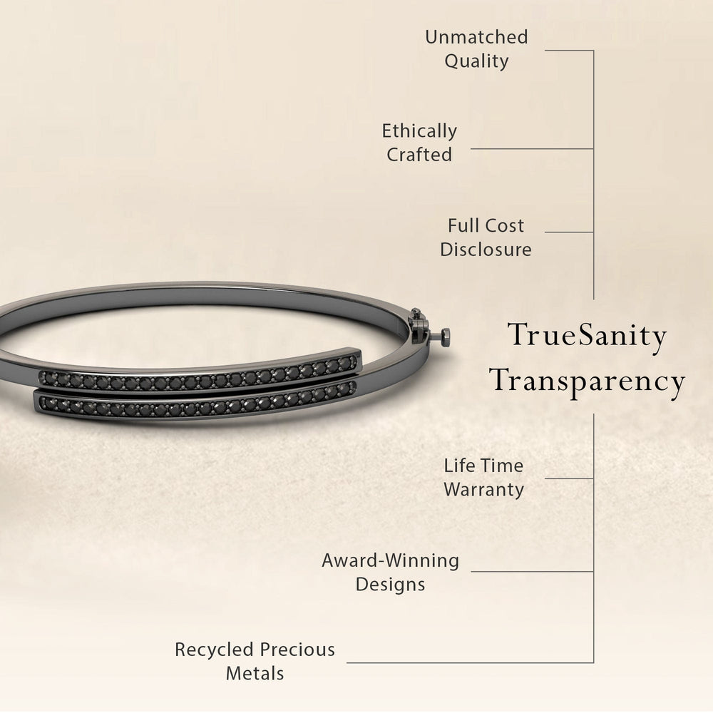 Black Diamond Double Bar Pave Bangle Bracelet - Jamie
