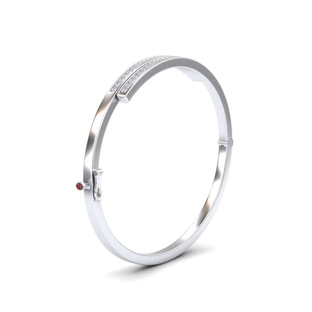White Diamond Double Bar Pave Bangle Bracelet - Jamie
