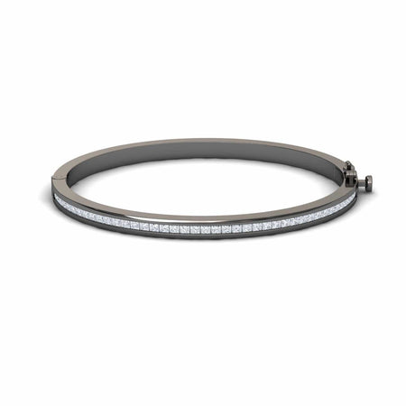 White Diamond Channel-Set Bangle Bracelet - Johanna