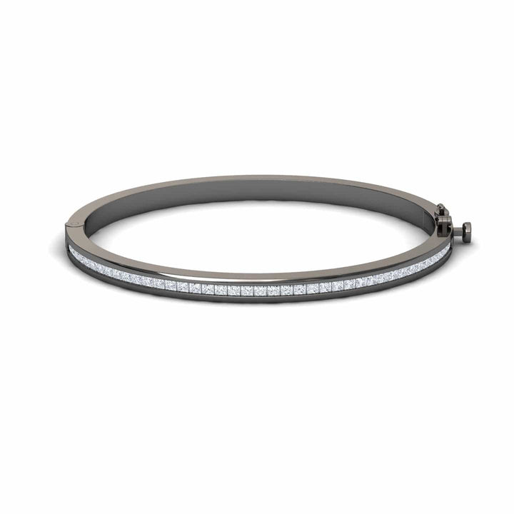 White Diamond Channel-Set Bangle Bracelet - Johanna
