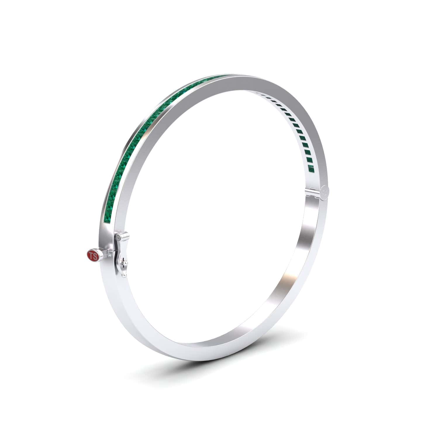 Emerald Channel-Set Bangle Bracelet - Johanna