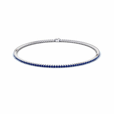 Blue Sapphire 1.3mm Eternity Bangle Bracelet