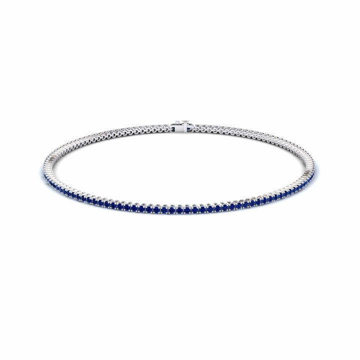 Blue Sapphire 1.3mm Eternity Bangle Bracelet - Alejandra