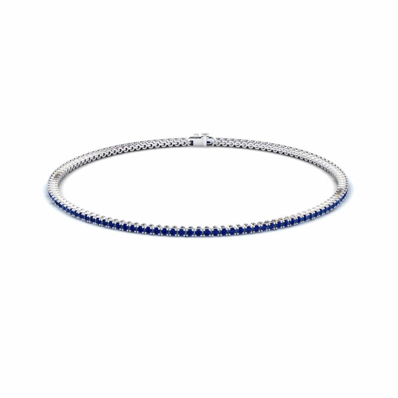 Blue Sapphire 1.3mm Eternity Bangle Bracelet - Alejandra