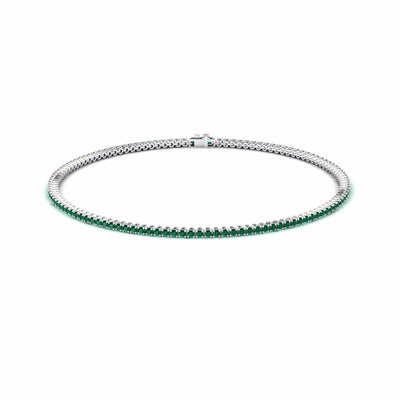 Emerald 1.3mm Eternity Bangle Bracelet