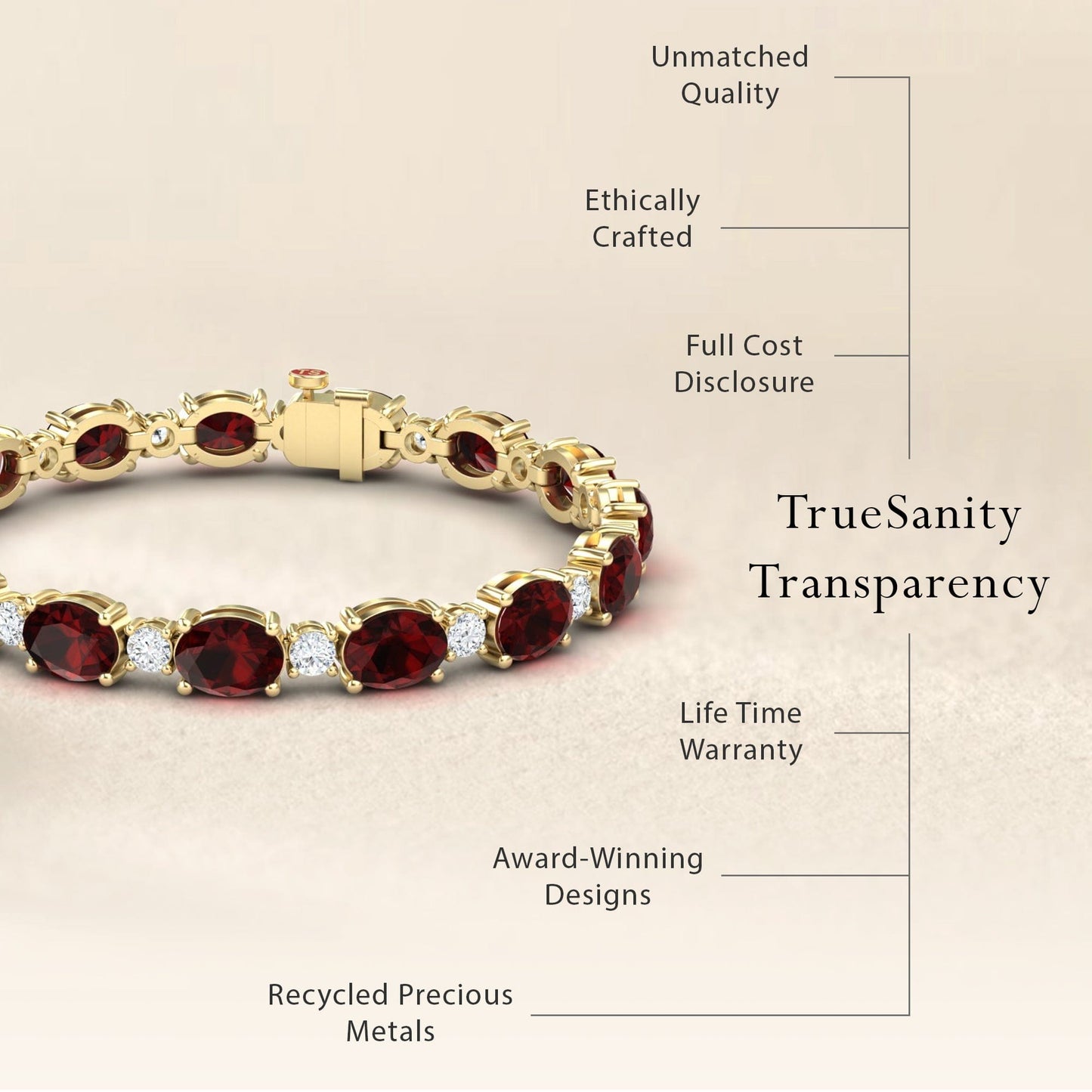 Garnet & Diamond Tennis Bracelet - Sylvie