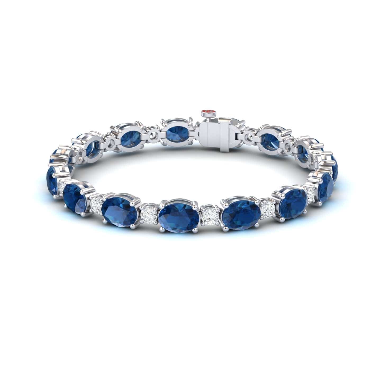 London Blue Topaz & Diamond Tennis Bracelet - Sylvie