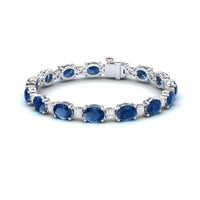 London Blue Topaz & Diamond Tennis Bracelet - Sylvie