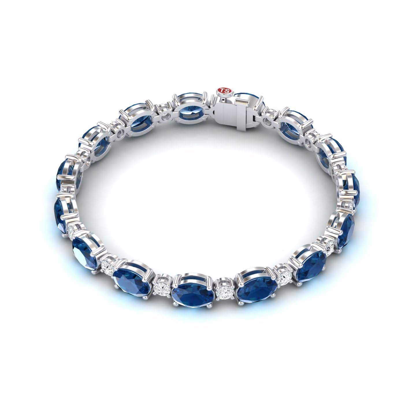 London Blue Topaz & Diamond Tennis Bracelet - Sylvie