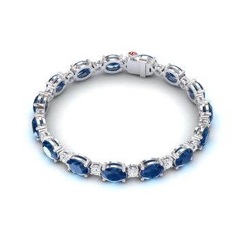 London Blue Topaz & Diamond Tennis Bracelet - Sylvie