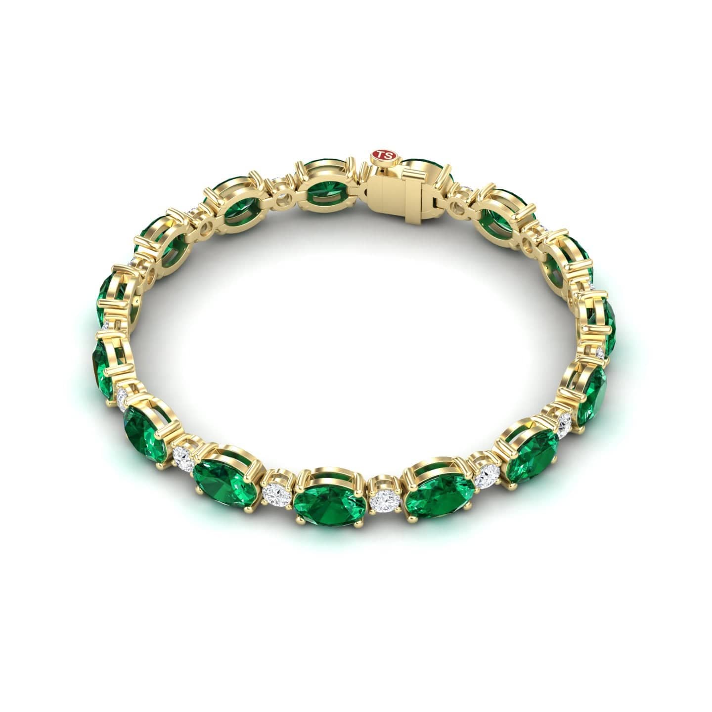 Lab Grown Emerald & Diamond Tennis Bracelet - Sylvie
