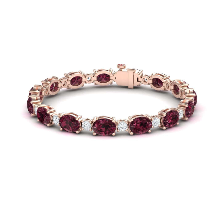 Rhodolite Garnet & Diamond Tennis Bracelet - Sylvie