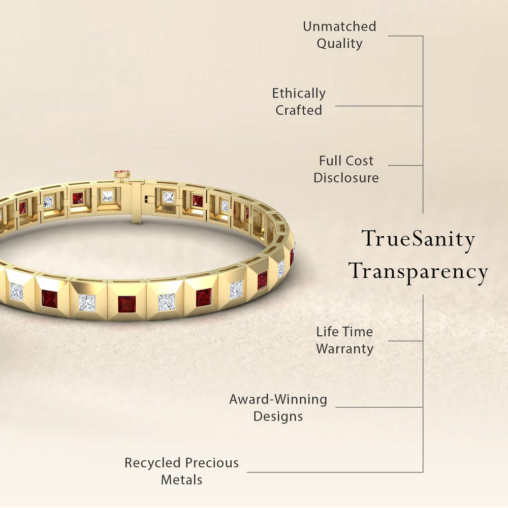 Ruby & Diamond Geometric Tennis Bracelet - Valerie
