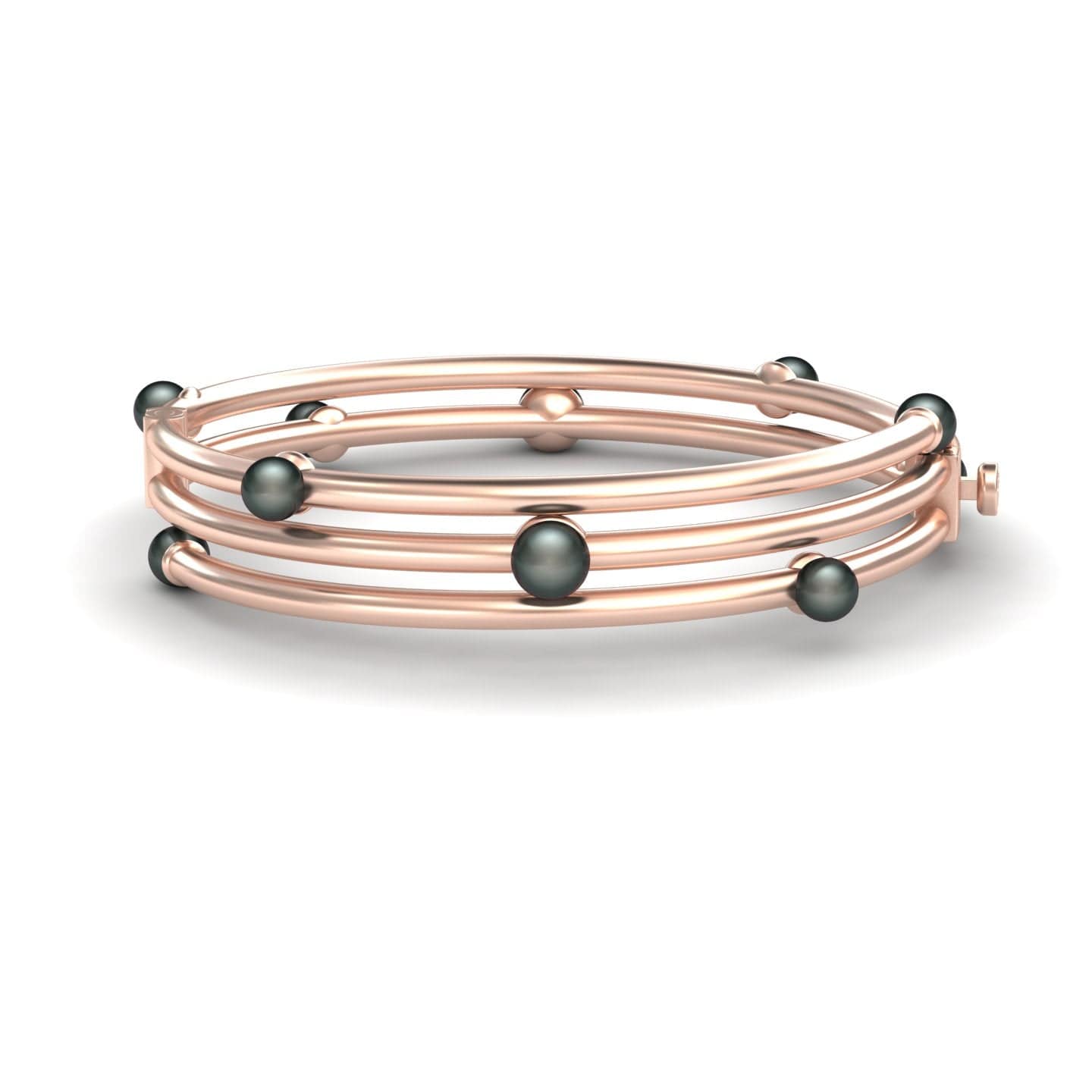 Black Akoya Pearl Multi-Band Bangle Bracelet - Yukiko