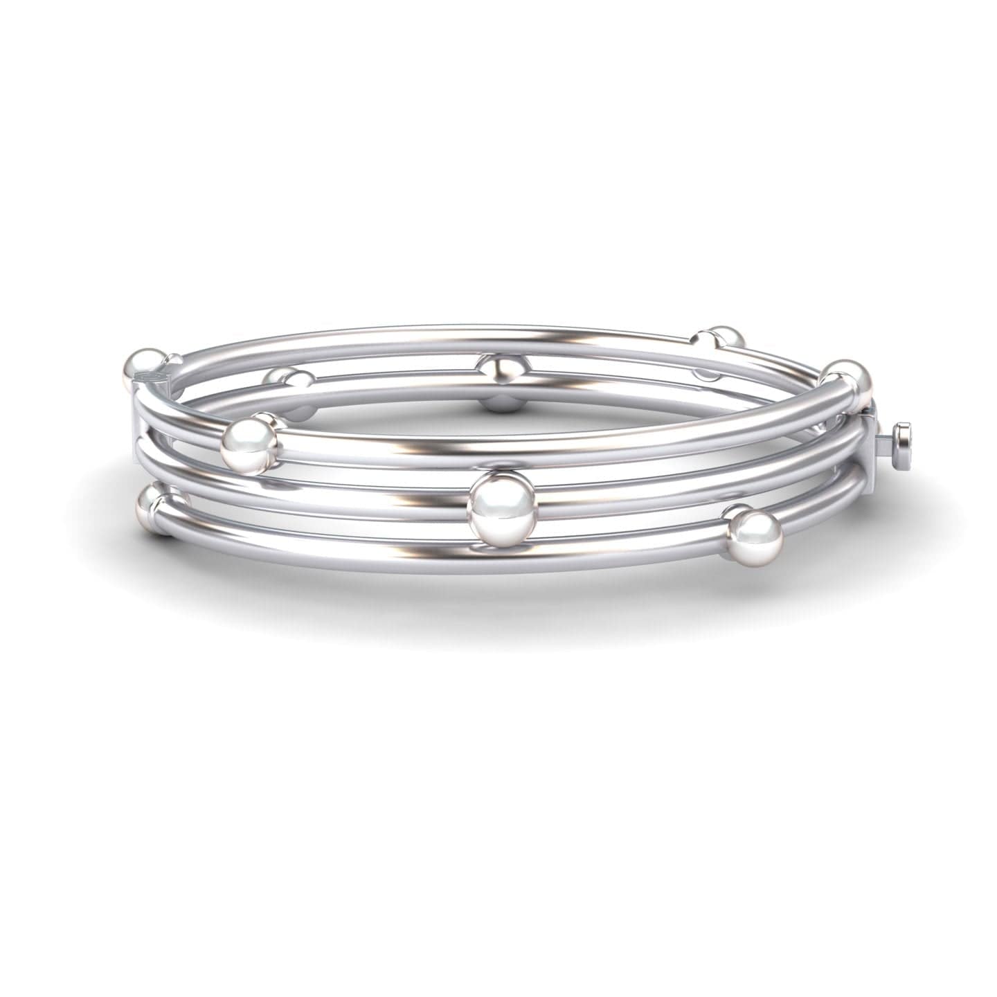 White Akoya Pearl Multi-Band Bangle Bracelet - Yukiko