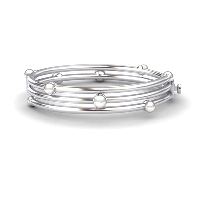 White Akoya Pearl Multi-Band Bangle Bracelet