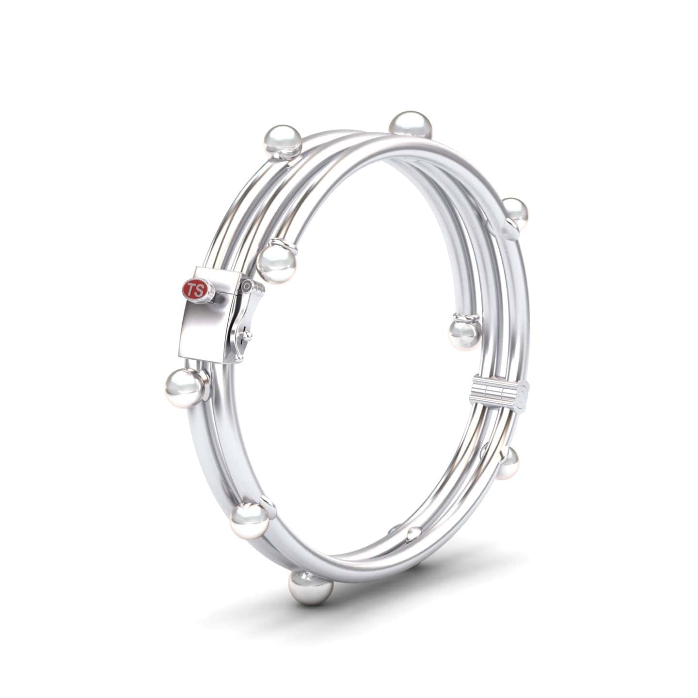 White Akoya Pearl Multi-Band Bangle Bracelet - Yukiko