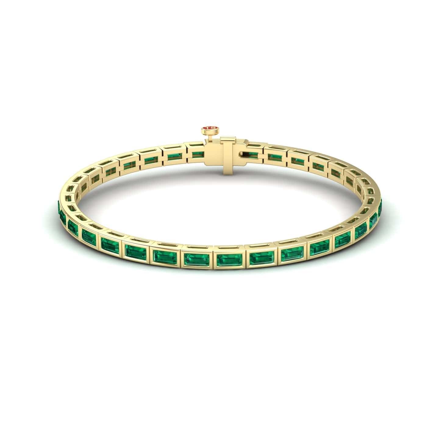 Lab Grown Emerald Link Bangle Bracelet - Ahana