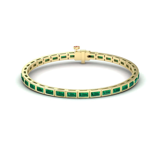 Lab Grown Emerald Link Bangle Bracelet - Ahana