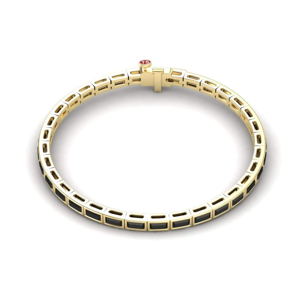 Black Diamond Link Bangle Bracelet - Ahana