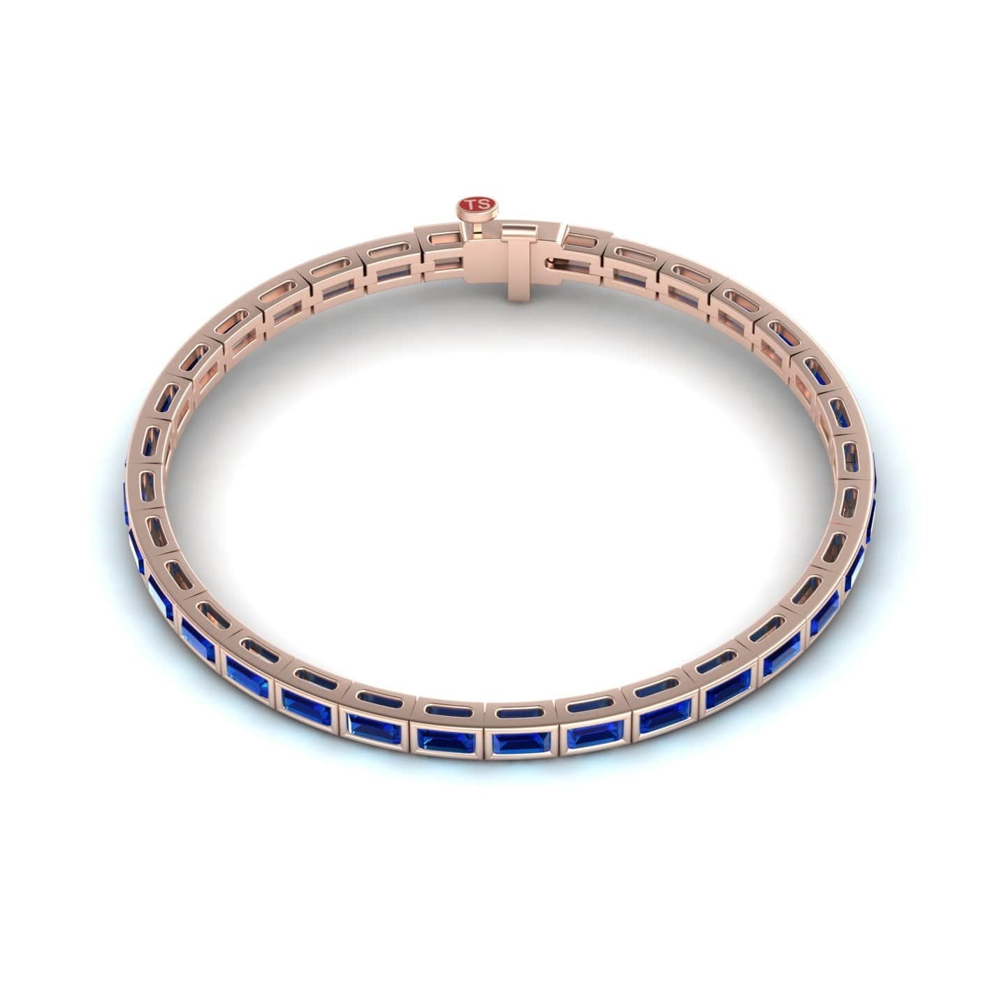 Lab Grown Blue Sapphire Link Bangle Bracelet - Ahana