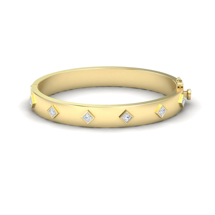 White Diamond Studded Geometric Bangle Bracelet - Beatrix