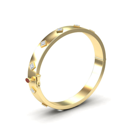 White Diamond Studded Geometric Bangle Bracelet - Beatrix