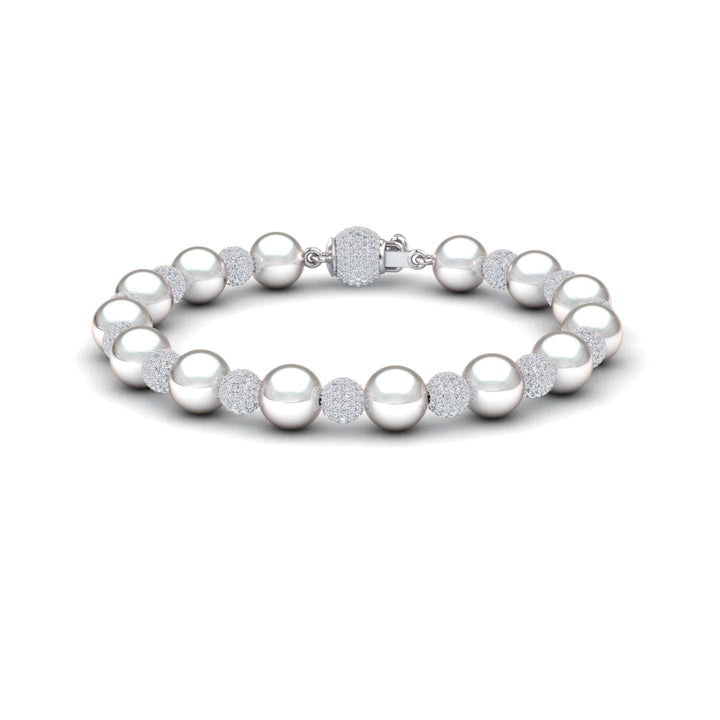 White Akoya Pearl & Diamond Bead Bracelet - Roma