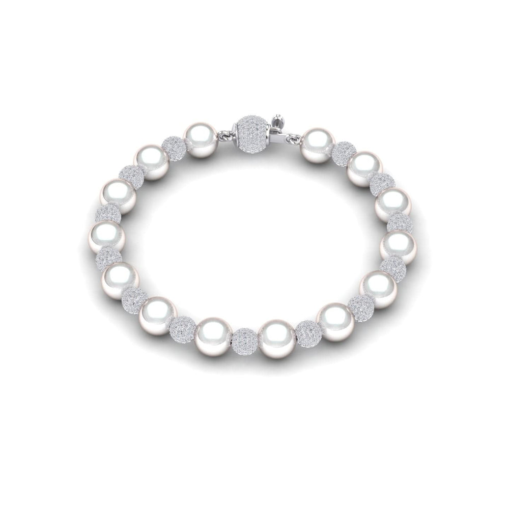 White Akoya Pearl & Diamond Bead Bracelet - Roma