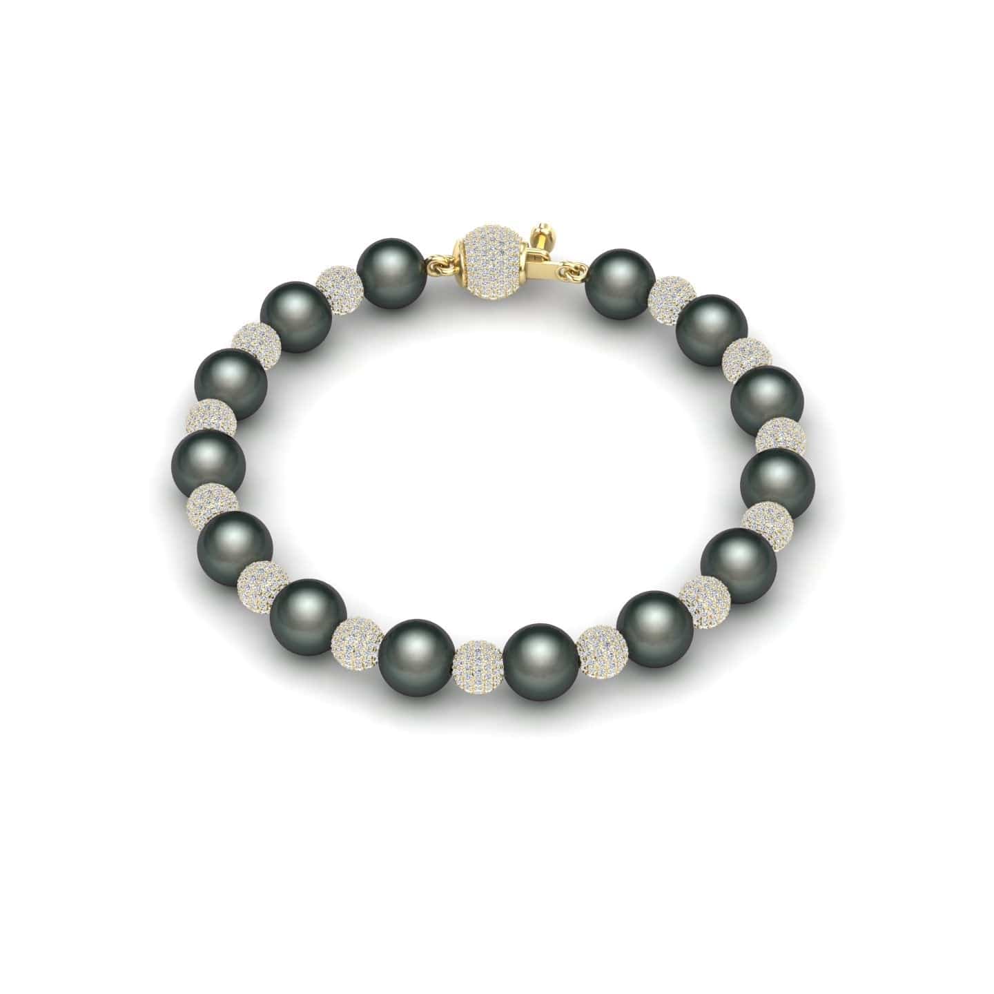 Tahitian Pearl & Diamond Bead Bracelet - Roma