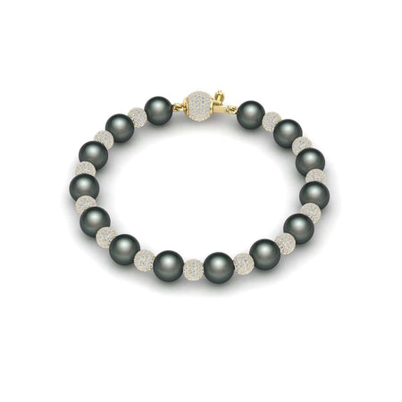Tahitian Pearl & Diamond Bead Bracelet - Roma