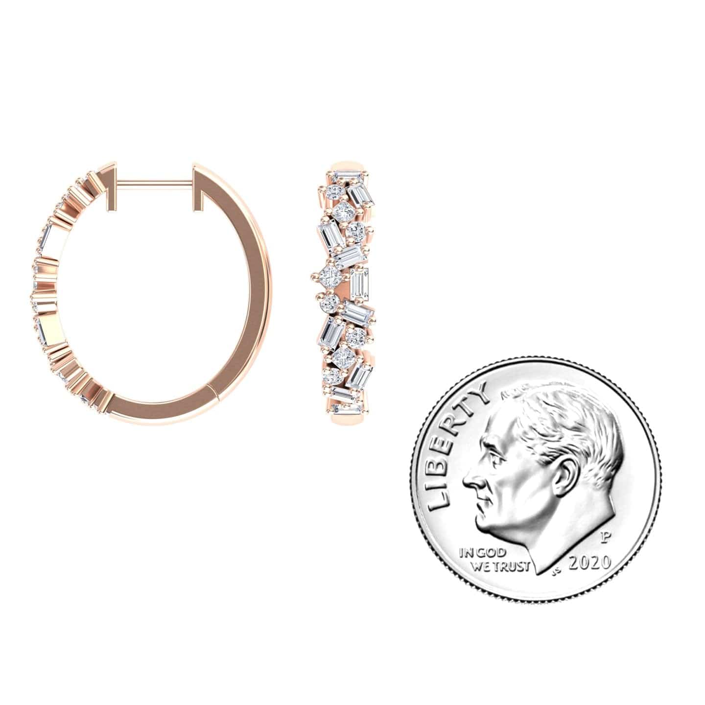 Diamond Cluster Hoop Earrings - Lin