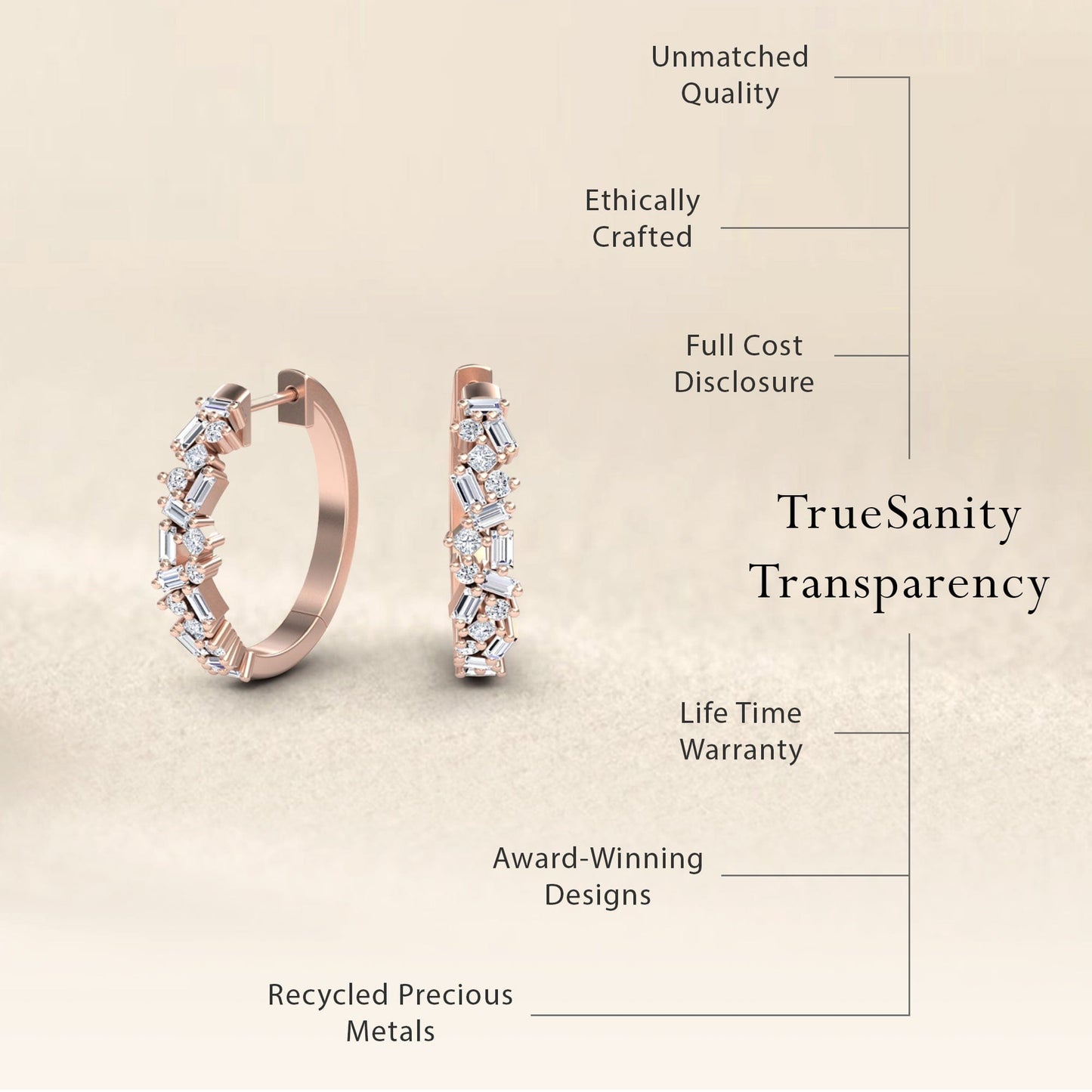 Diamond Cluster Hoop Earrings - Lin