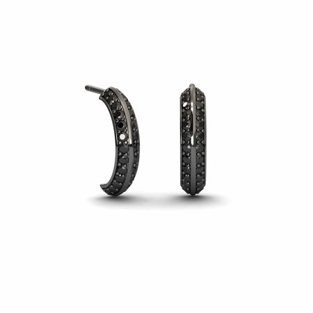 Black Diamond Huggie Hoop Earrings - Mirabel