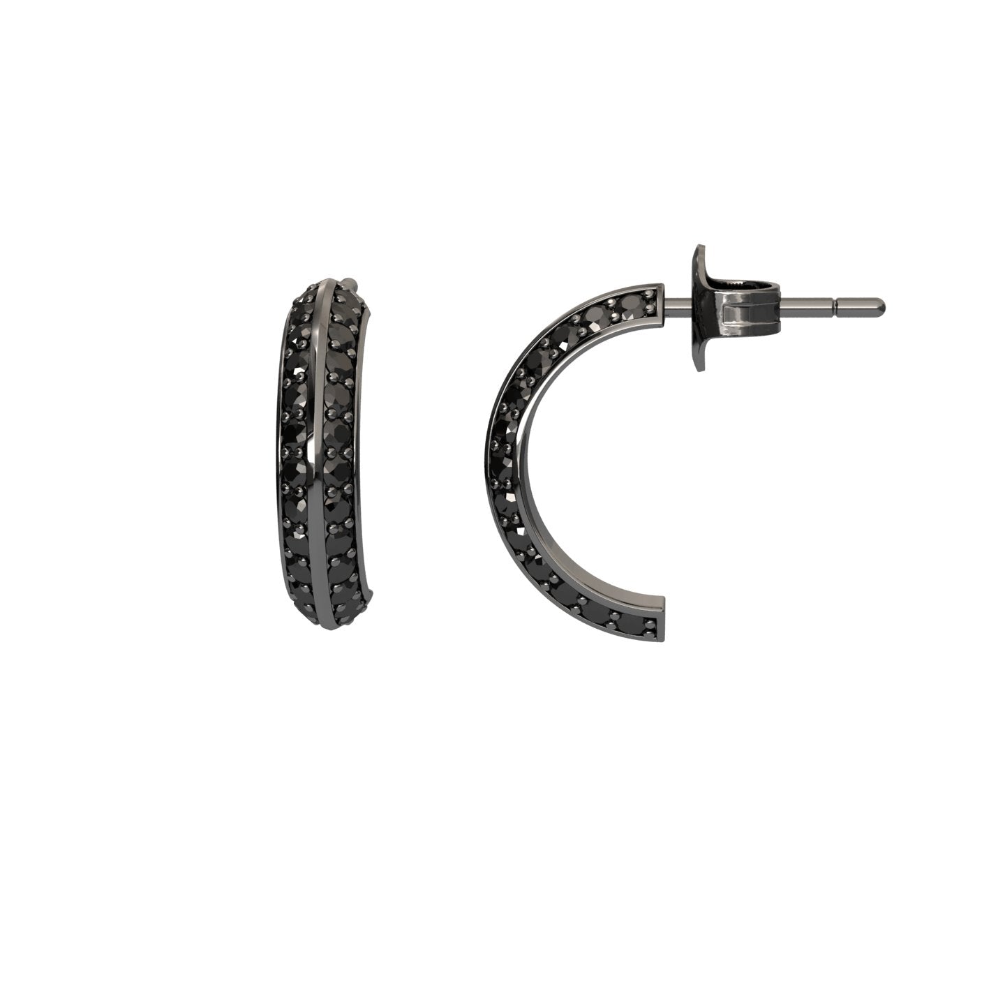 Black Diamond Huggie Hoop Earrings - Mirabel