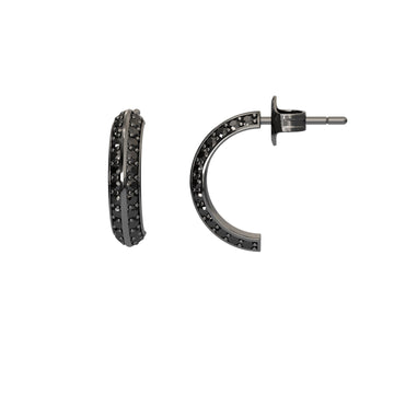 Black Diamond Huggie Hoop Earrings - Mirabel