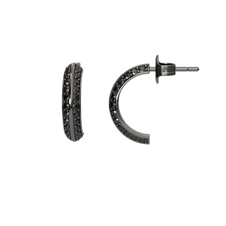 Black Diamond Huggie Hoop Earrings - Mirabel