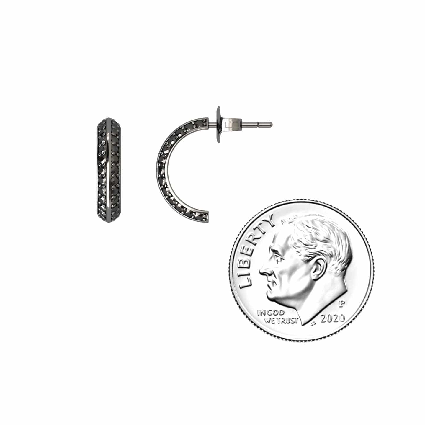 Black Diamond Huggie Hoop Earrings - Mirabel