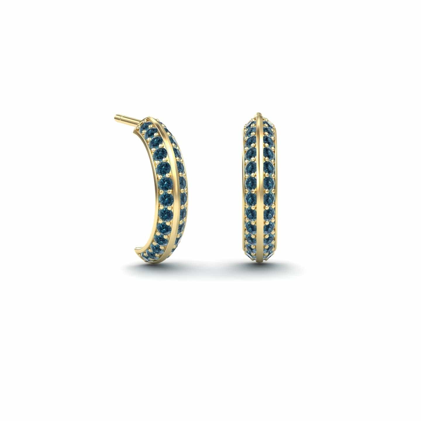 Blue & White Diamond Huggie Earrings - Mirabel